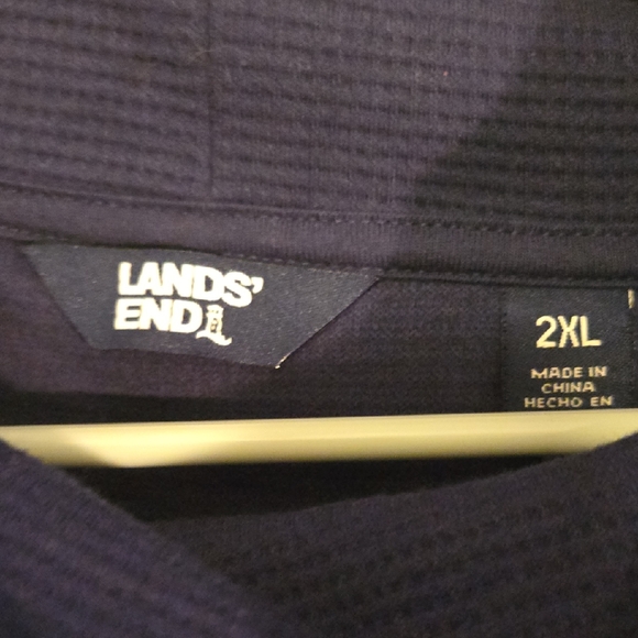 Lands' End Deep Blue Waffle Knit Shirt 2XL - Picture 2 of 6